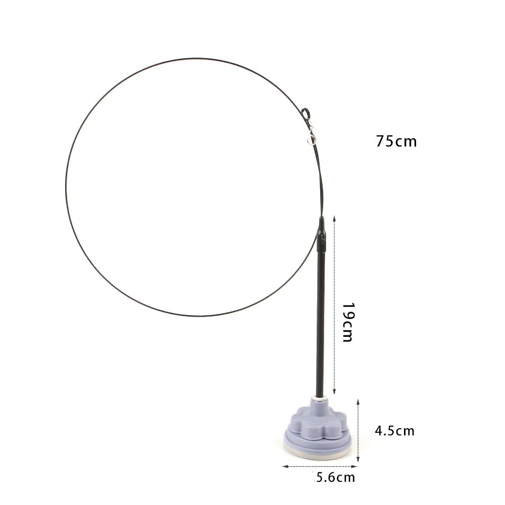 Suction cup cat toy stick that can be attached and held with steel wire multi head interchangeable cat toy and pet supplies - Korvel