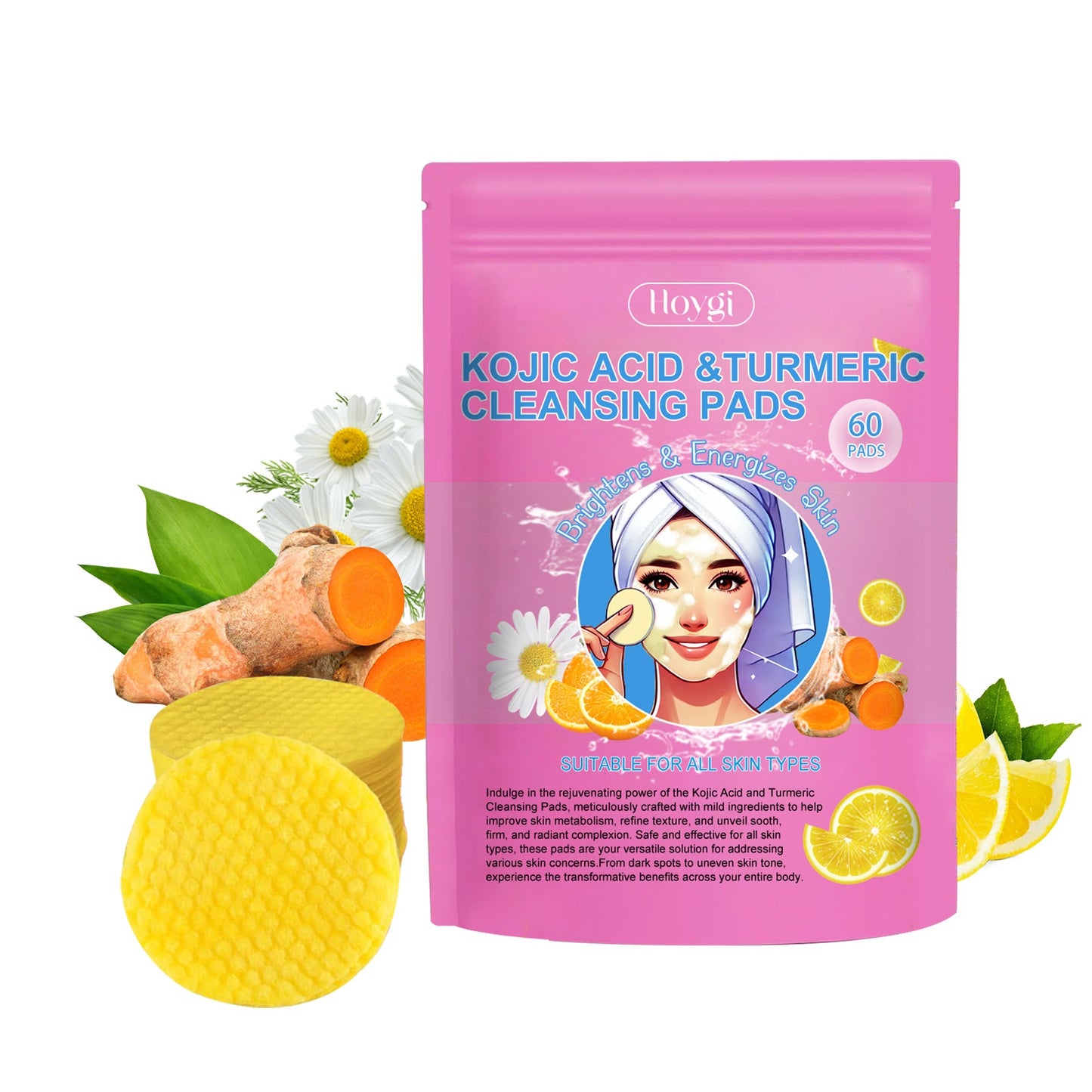 Discos de Limpieza con Ácido de Cúrcuma - Exfoliación Suave para una Piel Radiante