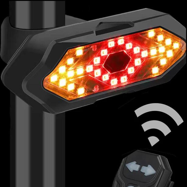 Bike Turn Signal Light Remote Control Bicycle Direction Indicator MTB LED Rear Rechargeable Steering Taillight with Horn - Korvel