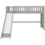 Cama baja tipo loft tamaño twin con escalera y tobogán - Gris