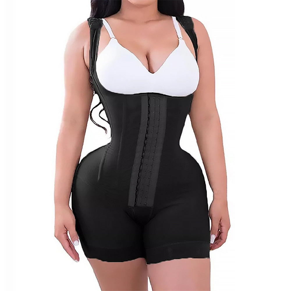European and American abdominal jumpsuit tight fitting and hip lifting pants anti slip drop glue plastic pants lace buckle shaping drawstring pants - Korvel
