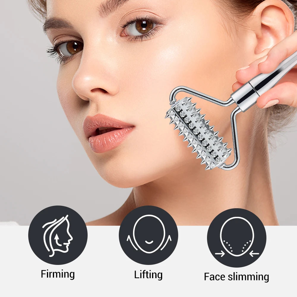 Rouleau de visage et outil de massage en acier inoxydable premium