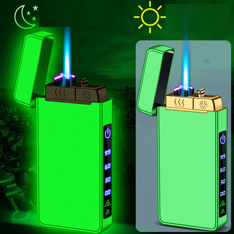 Gas electric triple fire metal windproof inflatable charging lighter personalized and creative trendy gift for boyfriend - Korvel
