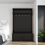 Hall tree with roof rack and storage platform, corridor shoe cabinet with sliding door, clothes hanger with 5 hooks black - Korvel