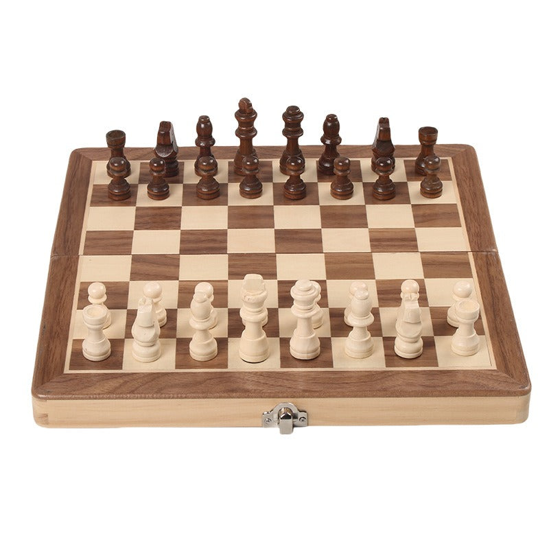 Magnetic Chess Folding Solid Wood Double Queen Set Chessboard Adult Board Game Children's Puzzle Toy - Korvel