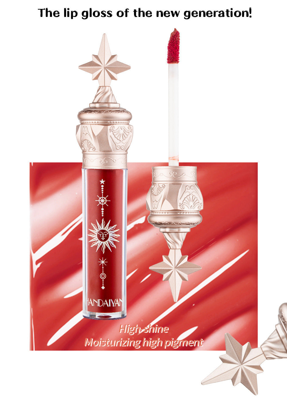 HANDAIYAN Small Star Stick Lip Gloss Lipstick Water Light Film Mirror Lip Glaze Glass Lip Gloss Moisturizing Lasting Not Easy To Fade - Korvel