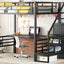 Cama loft de metal de tamaño completo con escritorio y opciones de almacenamiento