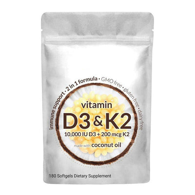 Premium Vitamin D3K2 Softgels - 180 Capsules