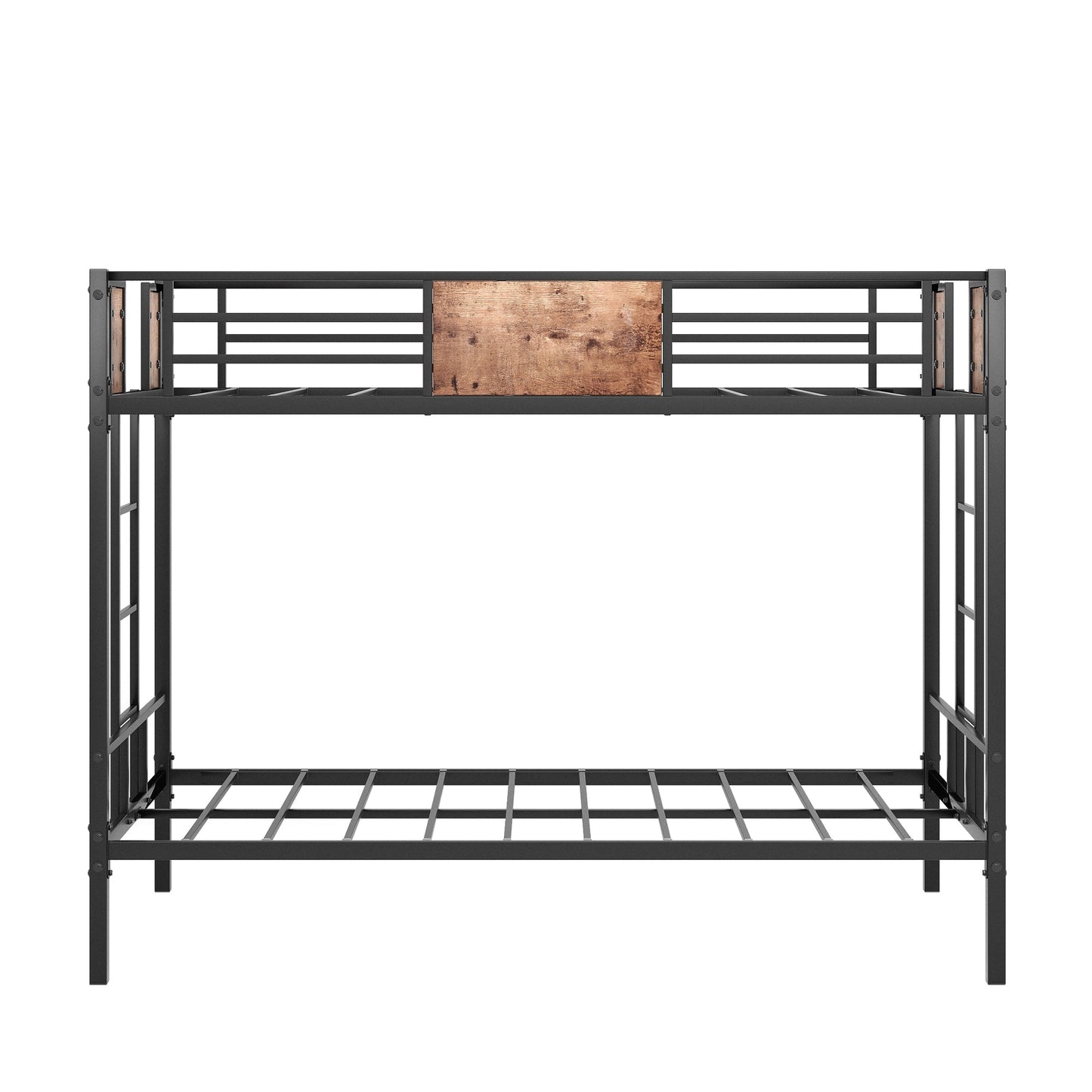 Bunk Bed Twin Over Twin Size Metal Bunk Bed with Ladder and Full-Length Guardrail Metal Bunk Bed Black - Korvel