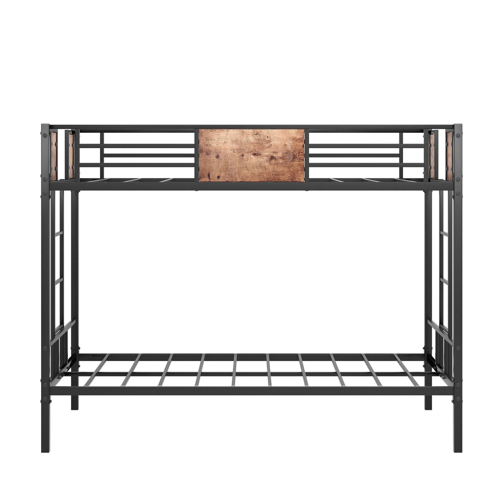 Bunk Bed Twin Over Twin Size Metal Bunk Bed with Ladder and Full-Length Guardrail Metal Bunk Bed Black - Korvel