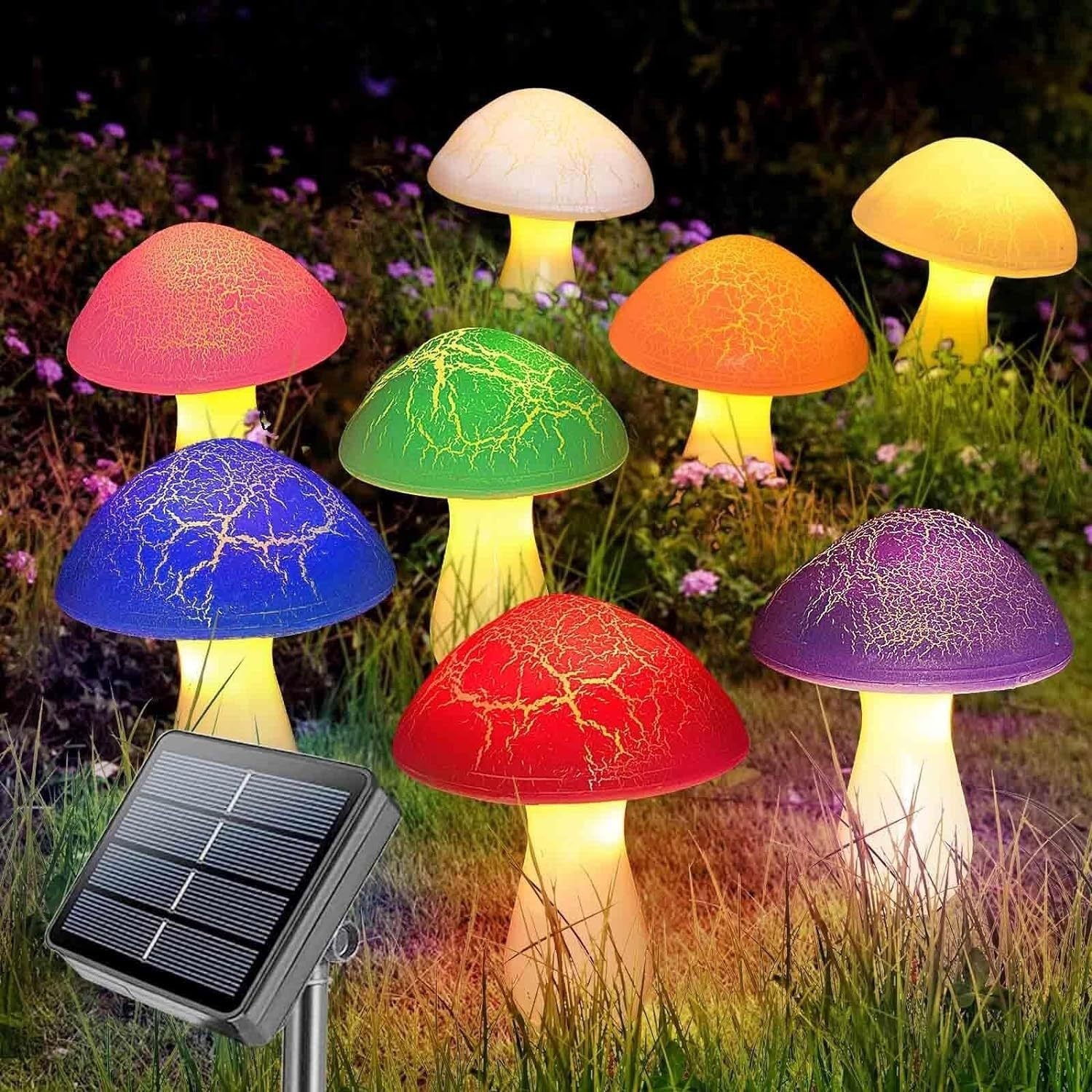 Solar mushroom light lawn LED ground plug light string outdoor waterproof one to eight plant decorative light - Korvel