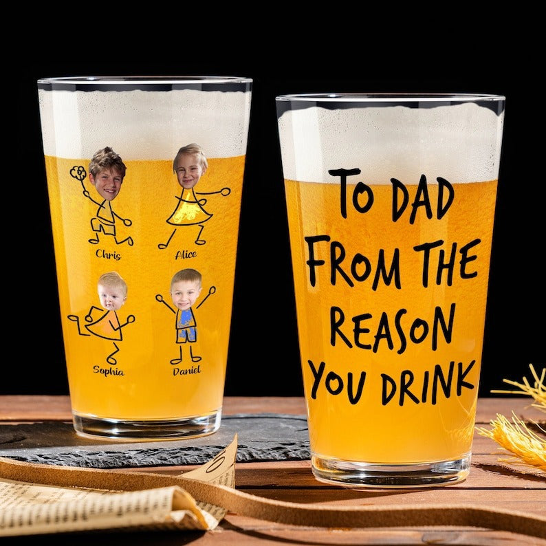 Tasse à bière en verre rond de 16 oz personnalisable