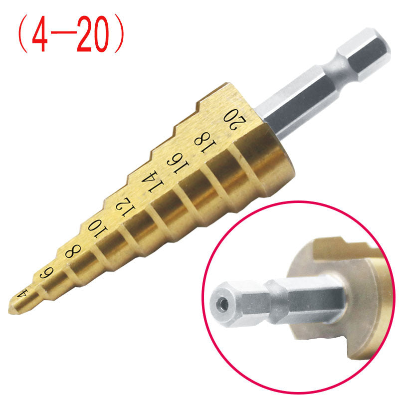 Hexagon Shank Straight Groove Step Drill Pagoda Drill Step High Speed Steel 4241 Drill Bit Set 4-32 4-20 4-12 - Korvel