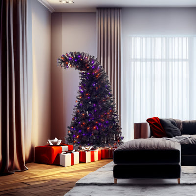 6FT Curved Top Artificial Fir Tree with LED Lights
