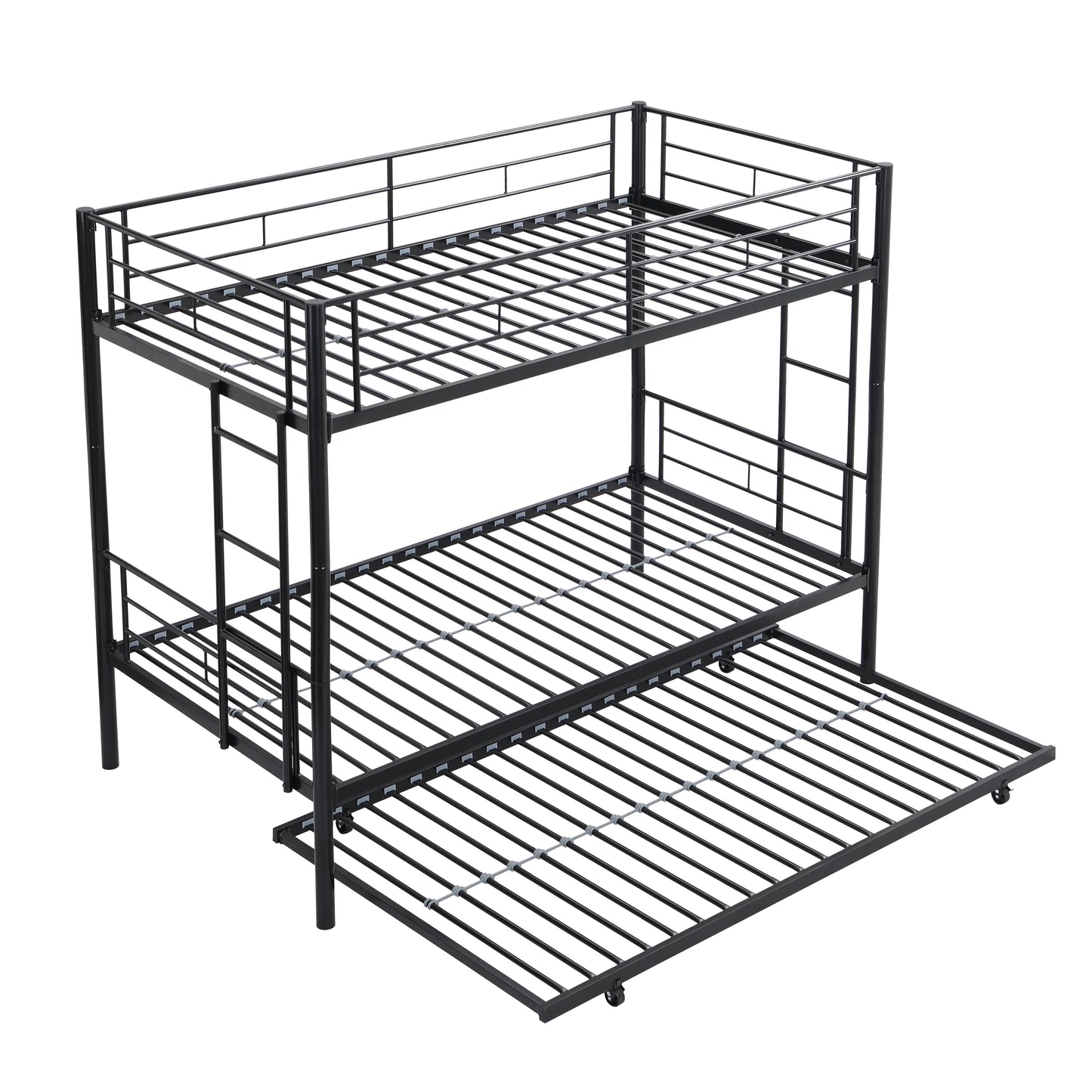 METAL Bunk Bed with trundle Black - Korvel