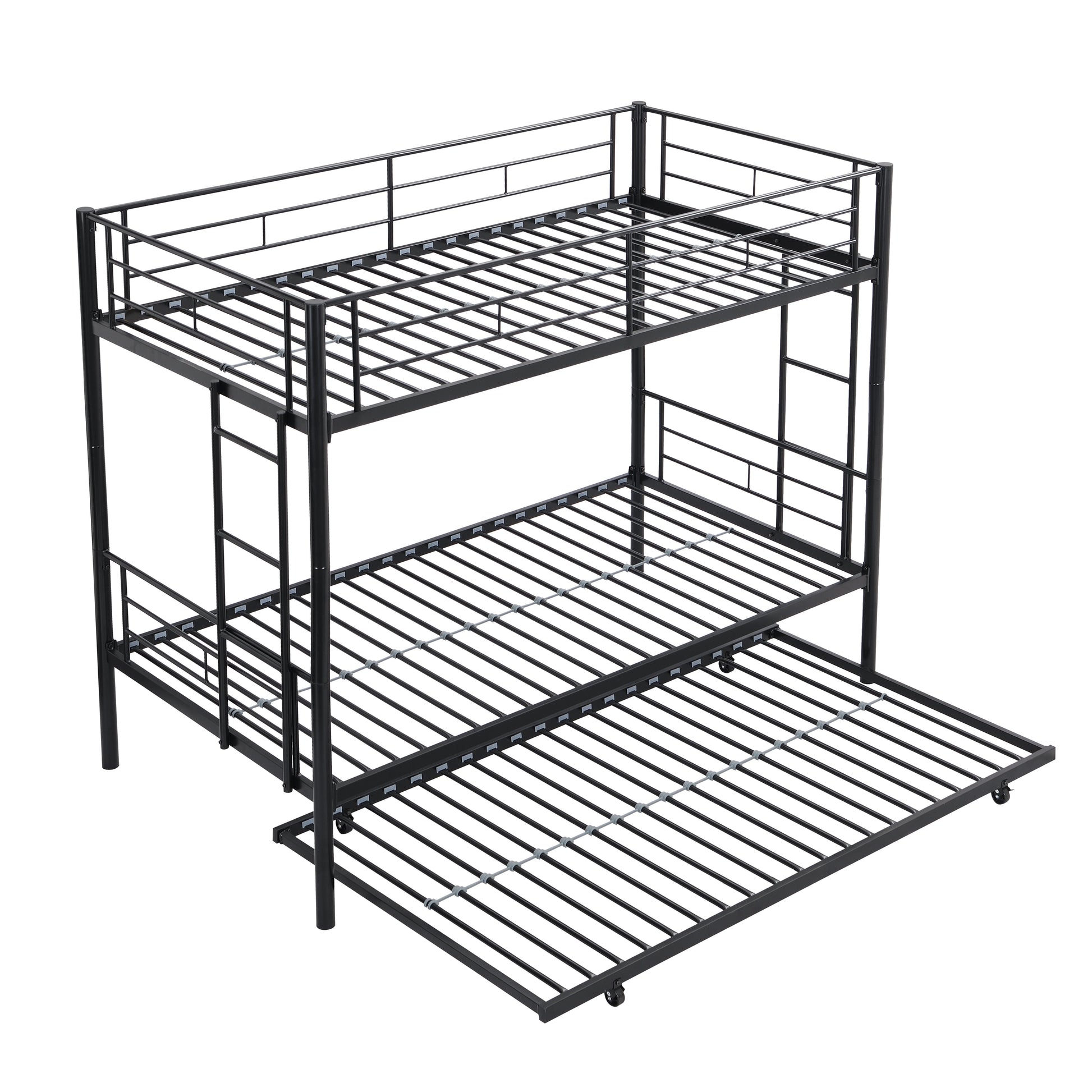 METAL Bunk Bed with trundle Black - Korvel