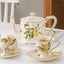 European - style Elegant Lemon Espresso Cups Set: Includes Tea Cups, Saucers, Ceramic Mugs, and a Dessert Plate - Korvel