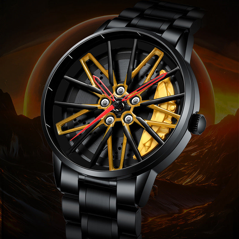 Luxury Men's Stainless Steel Quartz Watch with Unique Design