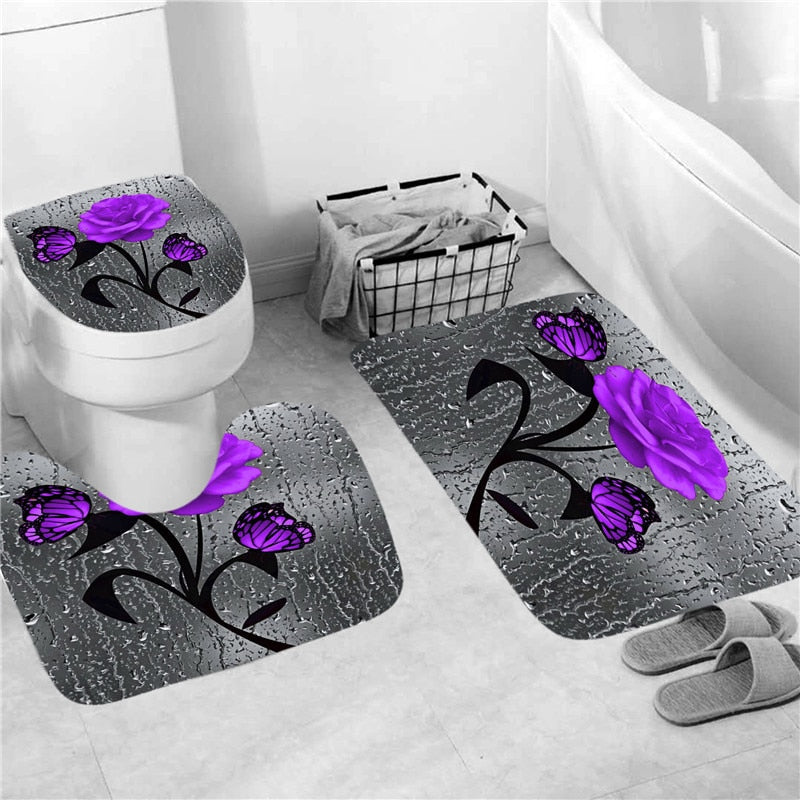 Hot HD Digital Printing Polyester Waterproof Polyester Flower Bathroom Hotel Shower Curtain - Korvel
