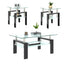 Set of 2, Modern Tempered Glass Tea Table Coffee Table End Table, Square Table for Living Room, Transparent/Black - Korvel