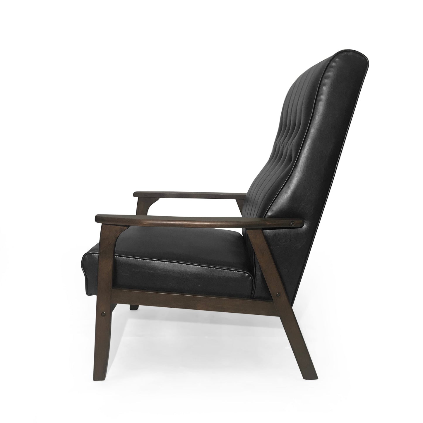 Mid Century Modern Upholstered Accent Chair in Matte Black