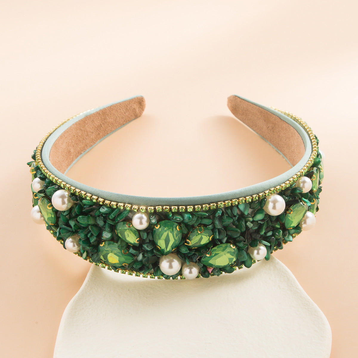 Personalized Design Colorful Turquoise Diamond Inlaid Wide Edge Fabric Candy Colored Headband Temperament Headwear - Korvel