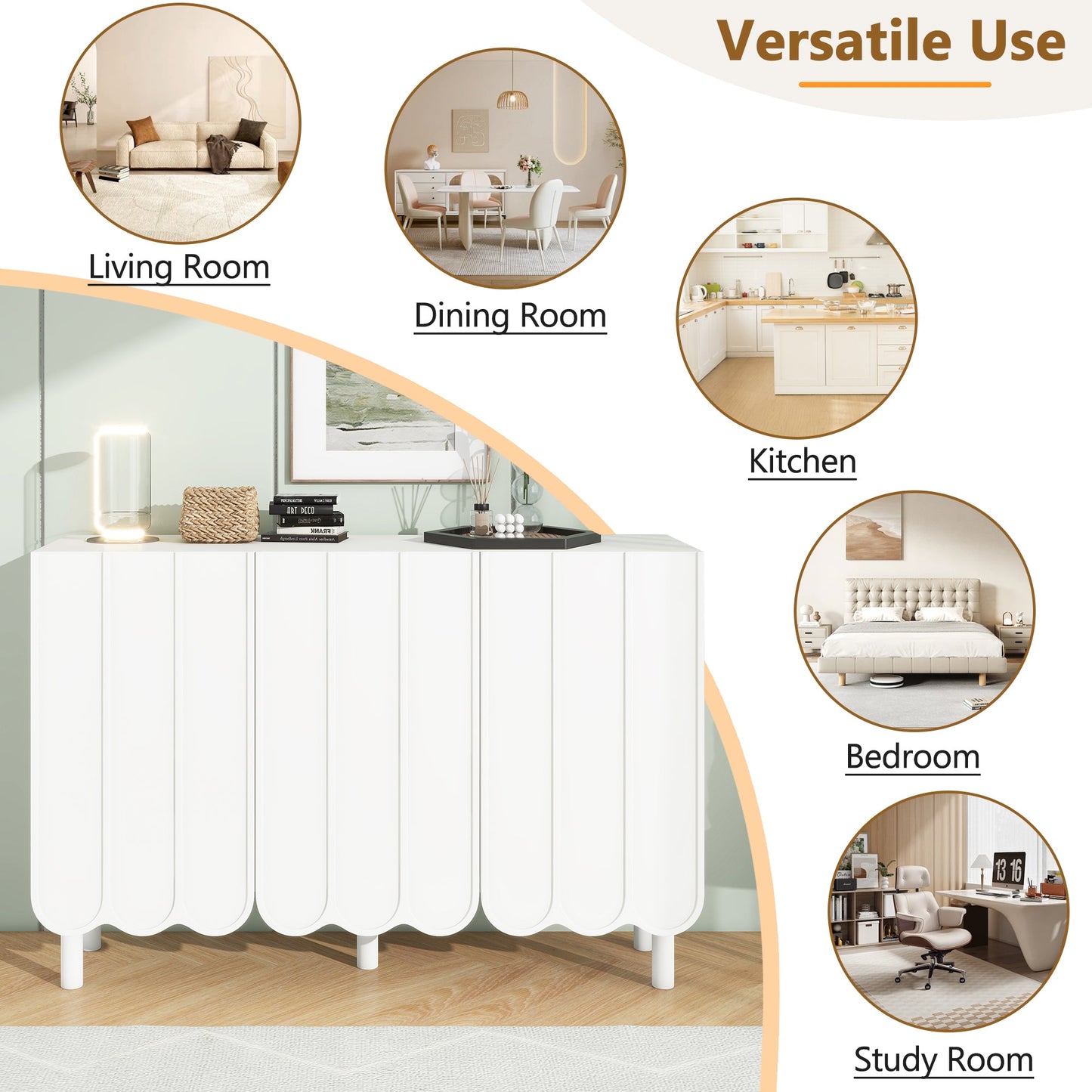 ON-TRANS Cream Style Shoe Cabinet with Adjustable Legs