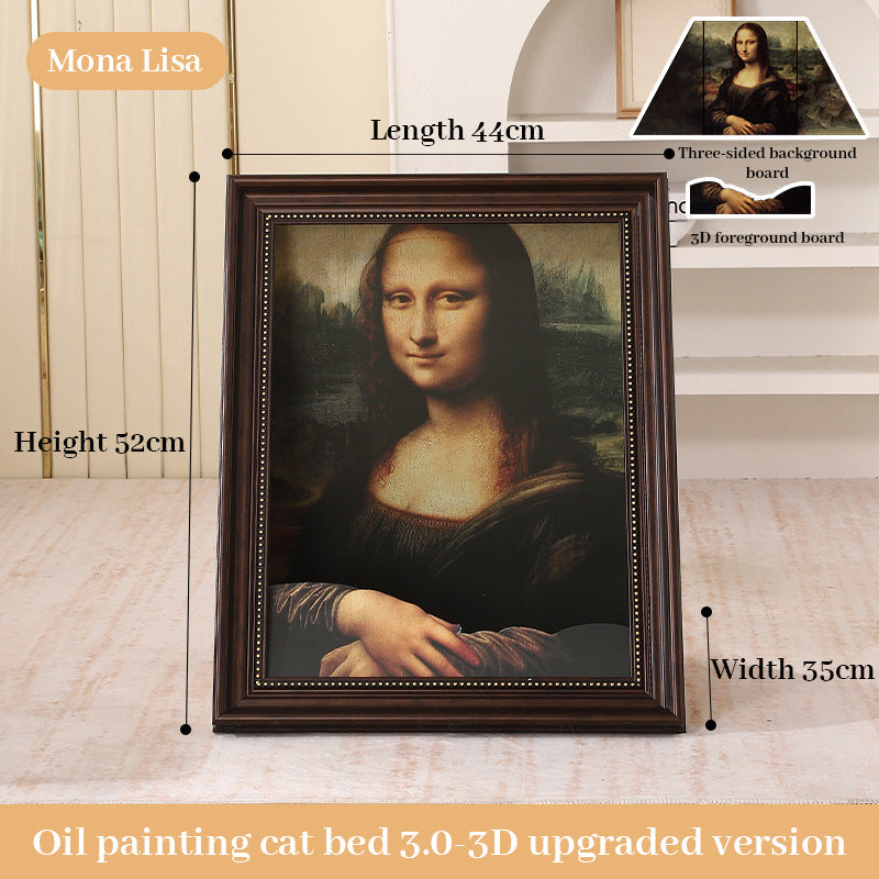 3D Mona Lisa Cat Scratcher with Removable Oil Painting Frame - Korvel