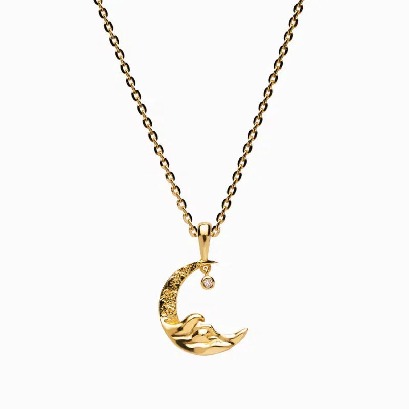18K Gold-Plated Moon Pendant Necklace - Korvel