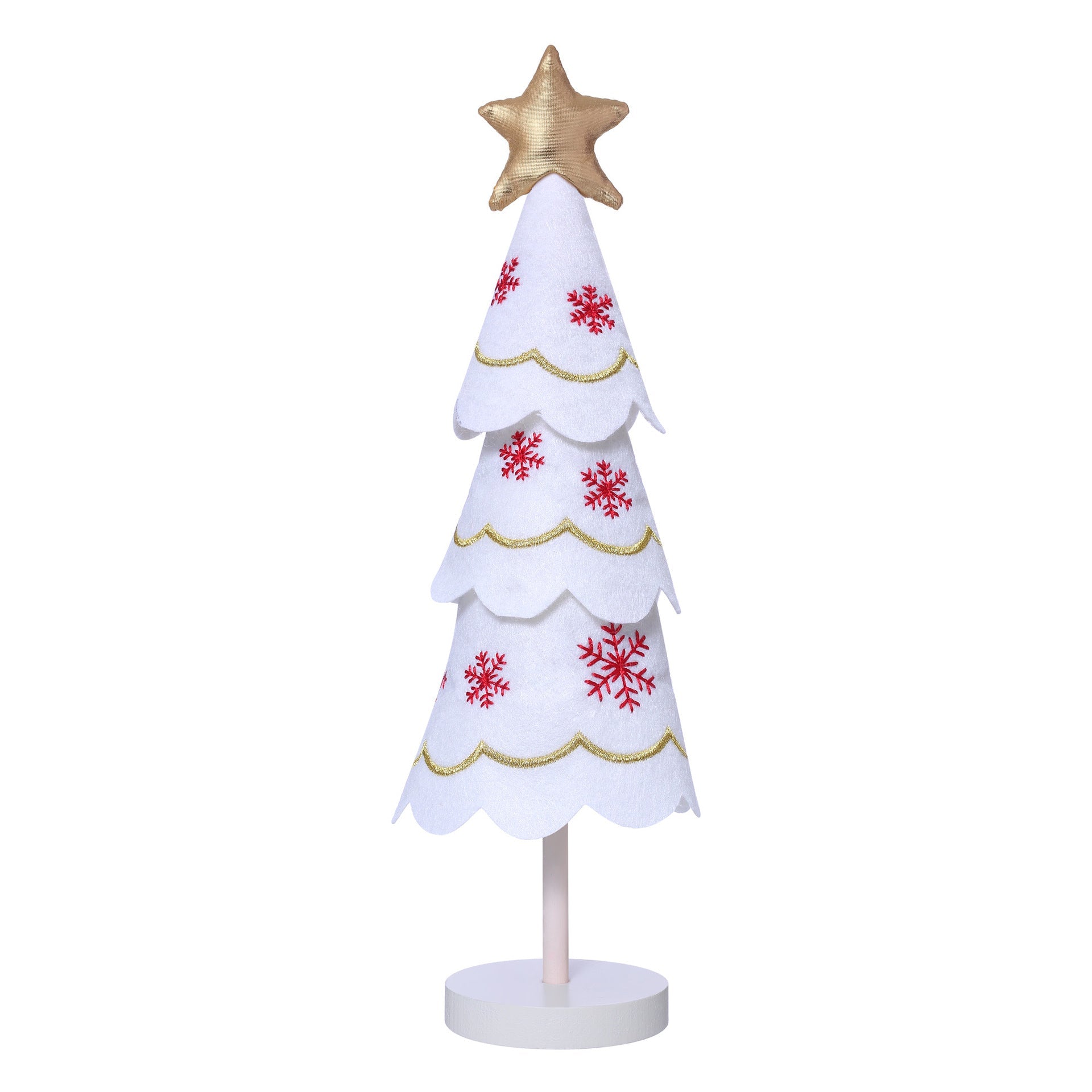 Cute Christmas Tree Fabric Wooden Display Window Desktop Christmas Embroidery Snowflake Decoration - Korvel