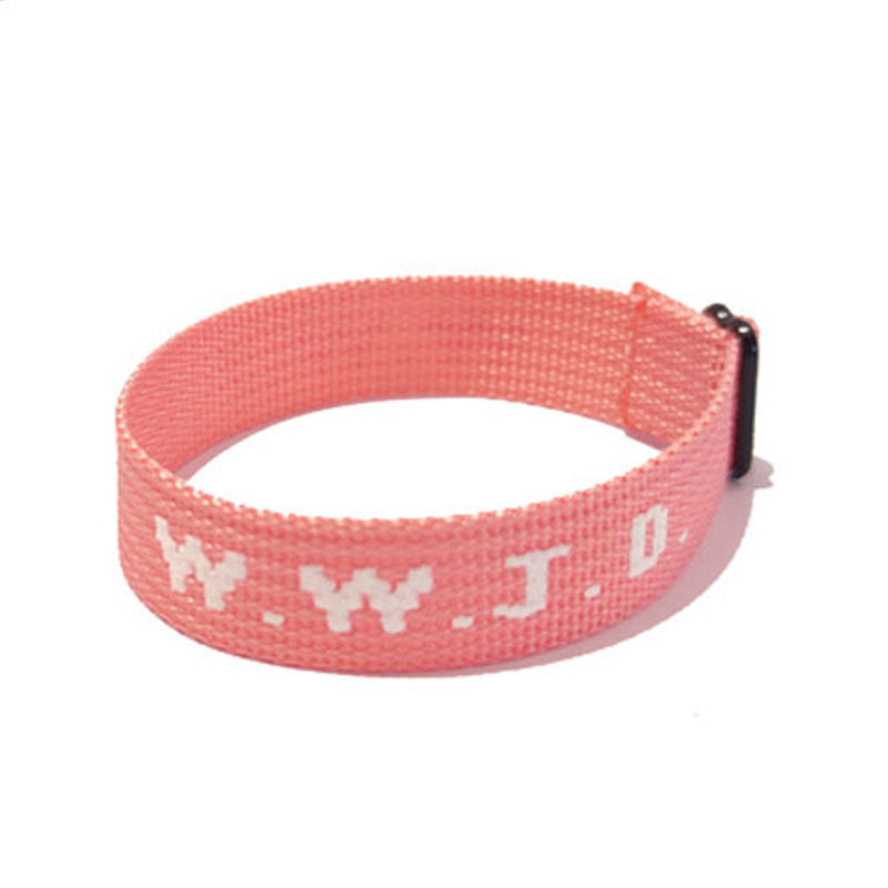 Alphabet Jacquard Printed Wrist Strap Bracelet Strap Unisex WWJD Bracelet Adjustable Bracelet - Korvel