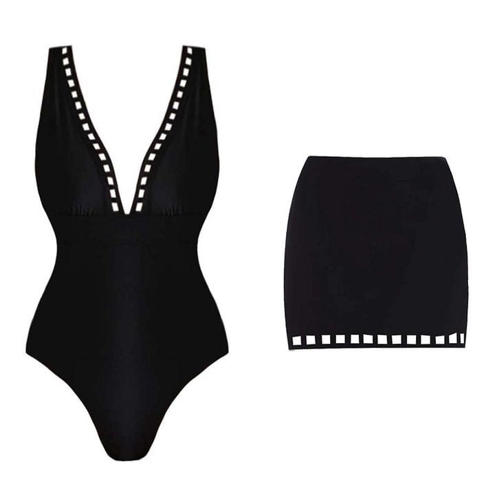 Elegant V-Neck One-Piece Swimsuit for Women