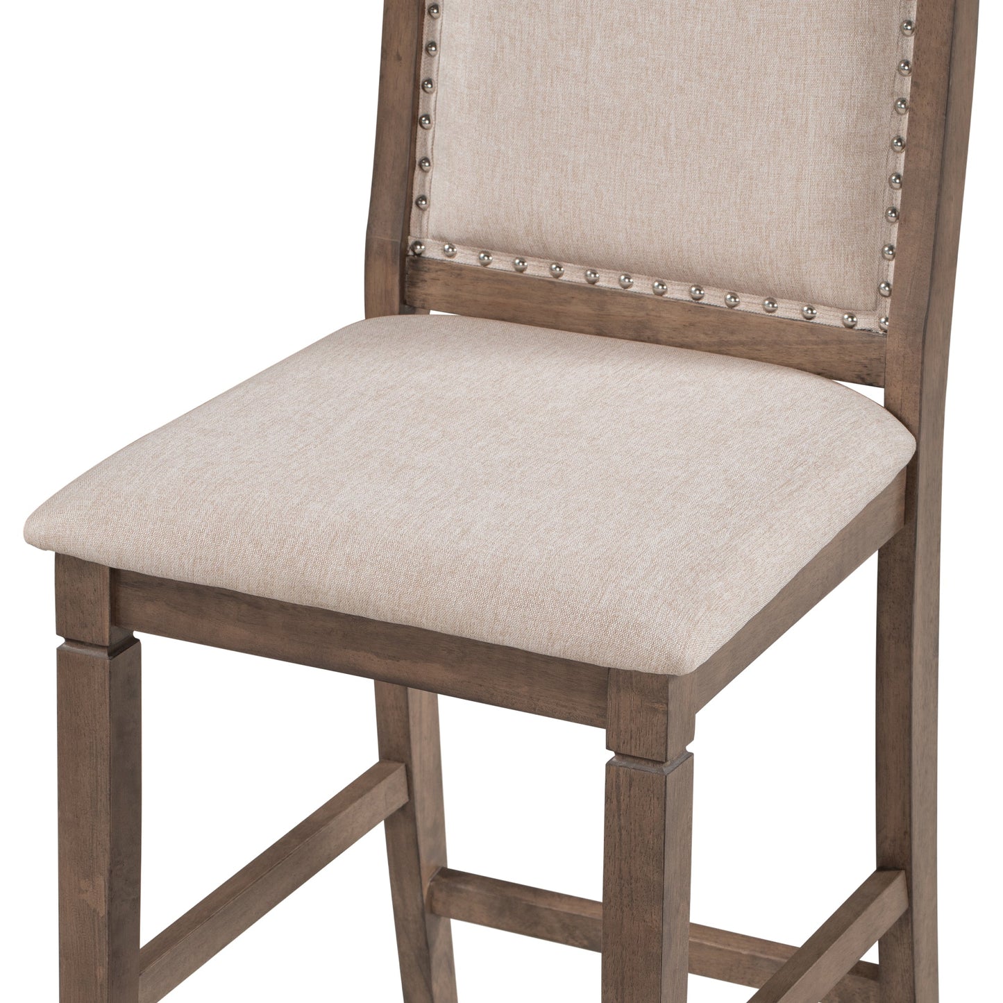TOPMAX 3-Piece Wood Counter Height Drop Leaf Dining Table Set with 2 Upholstered Dining Chairs for Small Place, Brown - Korvel