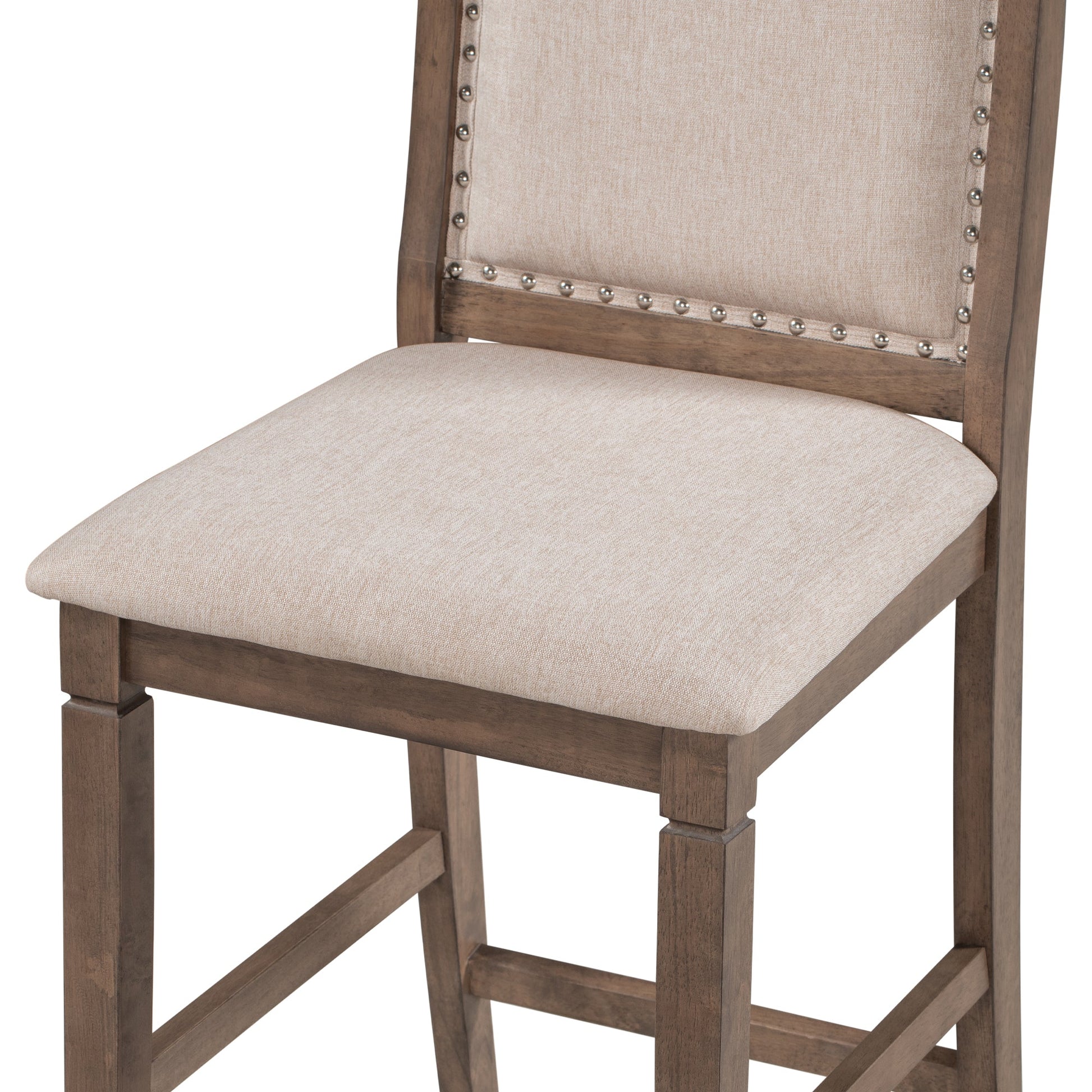 TOPMAX 3-Piece Wood Counter Height Drop Leaf Dining Table Set with 2 Upholstered Dining Chairs for Small Place, Brown - Korvel