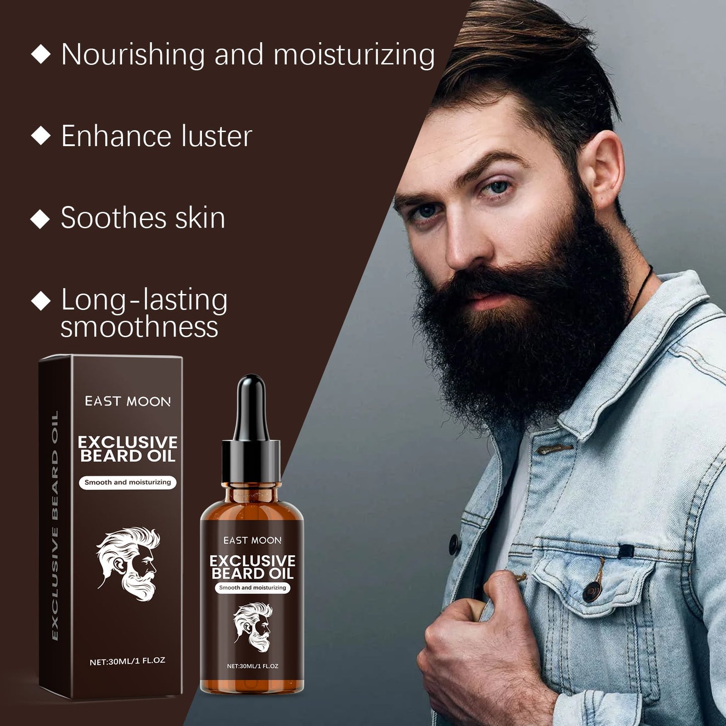 Aceite de barba premium para hombres para nutrir y controlar el frizz