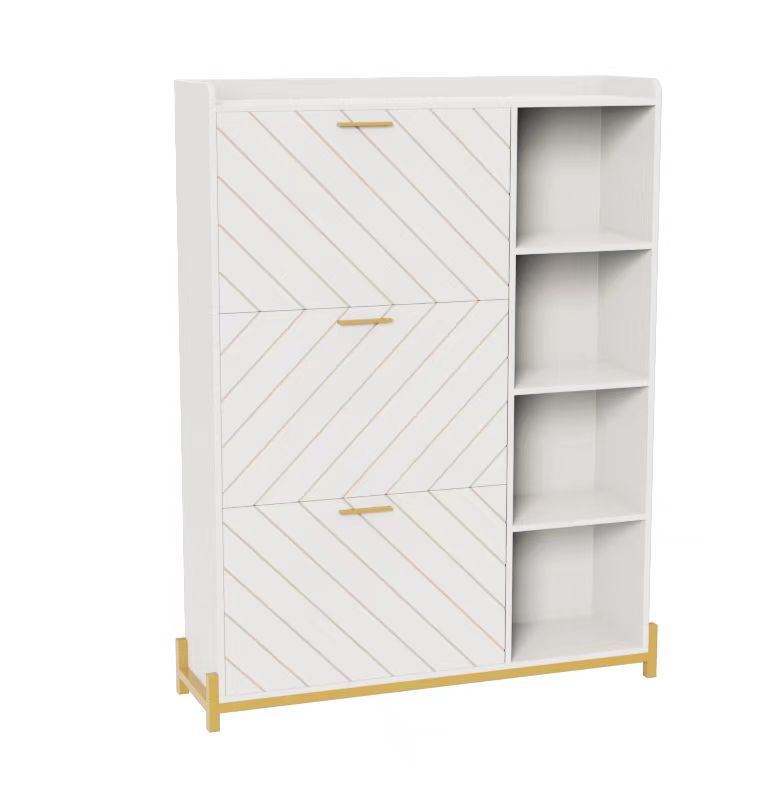 Shoe Cabinet with 3 Flip Drawers & Open Shelves, Modern Entryway Shoe Storage Cabinet Slim, Narrow Hidden Shoe Rack for Heels - Korvel