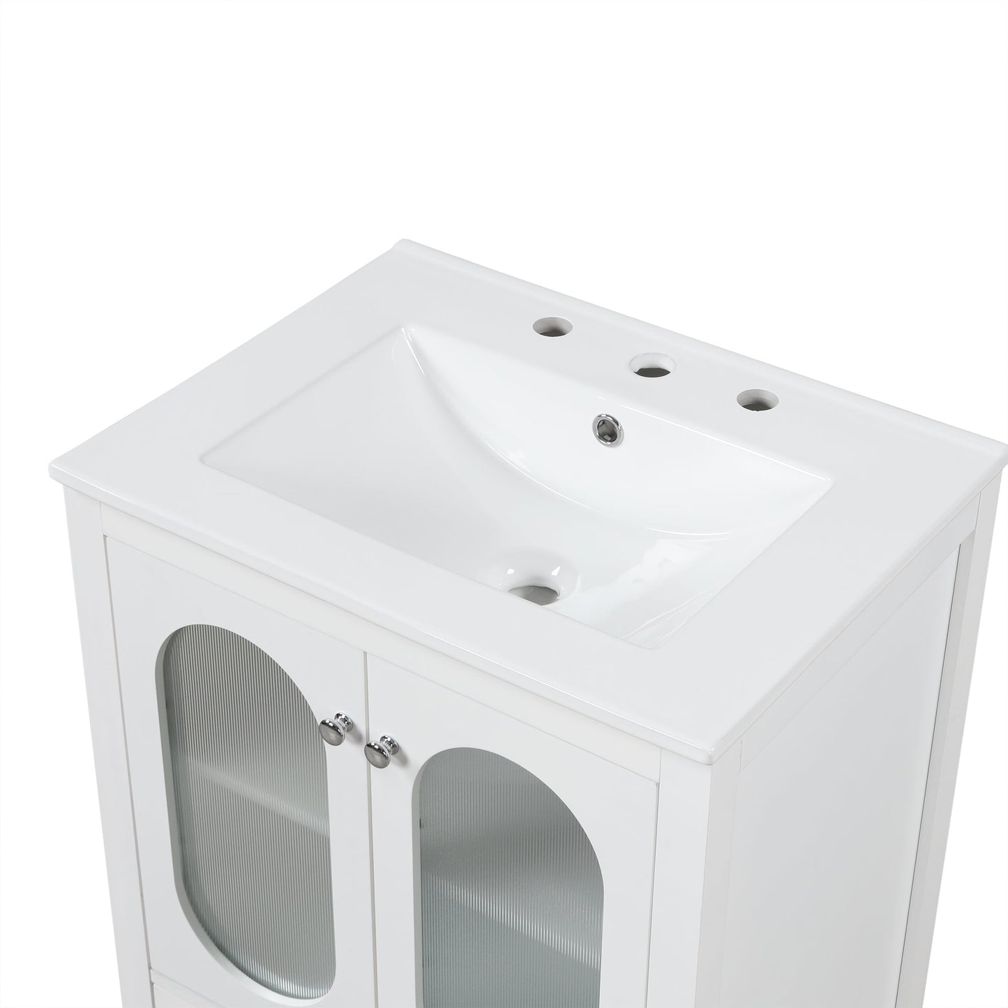 Meuble de salle de bain blanc de 24" avec lavabo et rangement