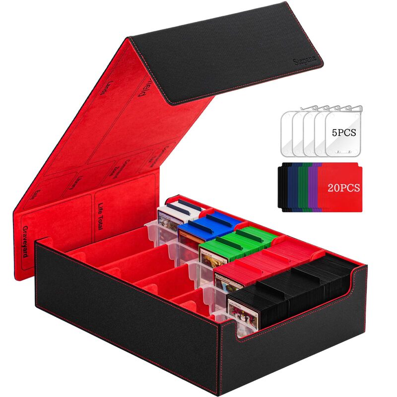 3800+ Capacity Card Storage Box. Includes 20 Dividers, 5 Supporters, Leather Magnetic Closure. Great for YuGiOh & MTG Cards. - Korvel