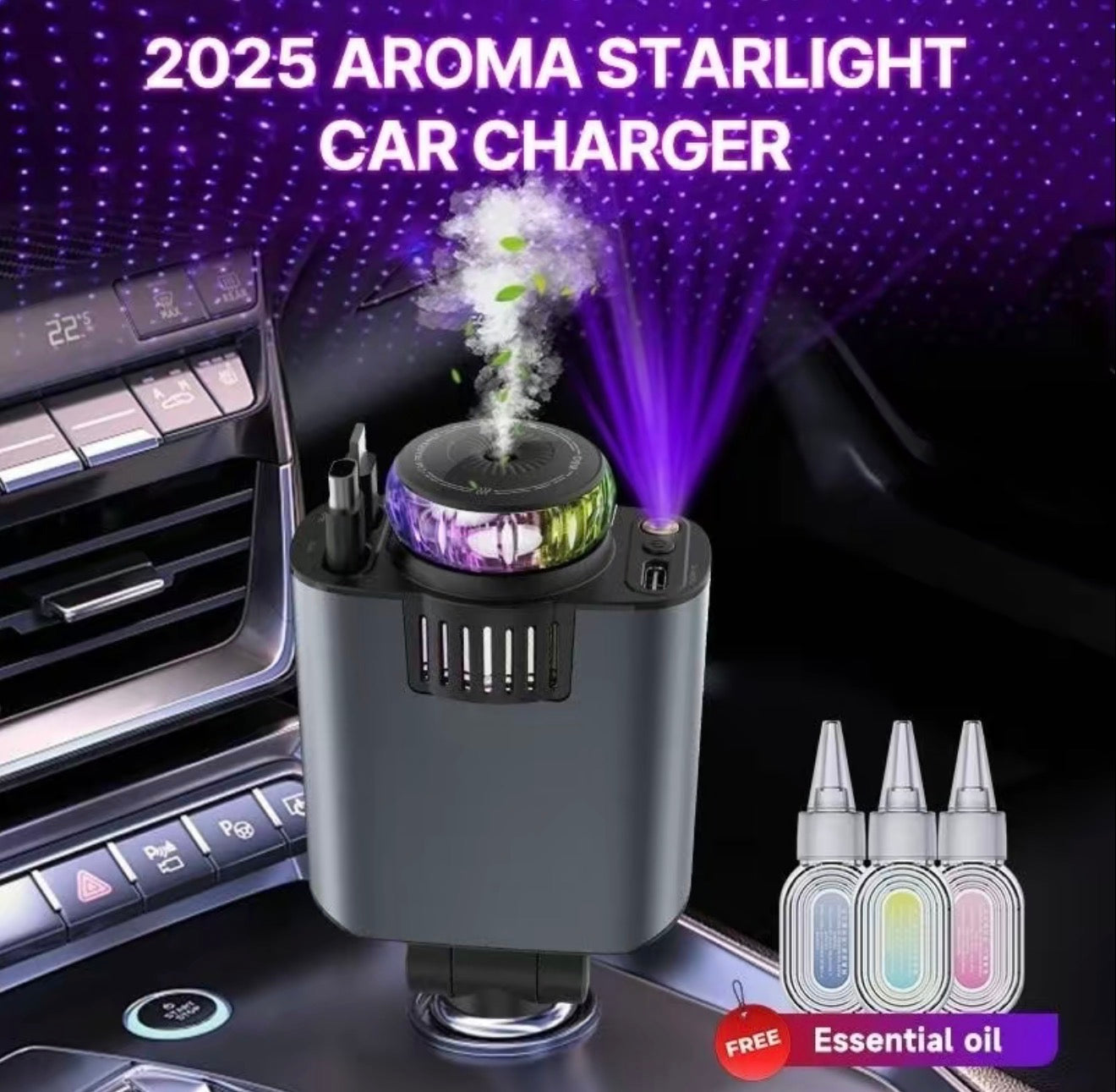 Chargeur de voiture StellarDrive - Charge rapide et lumière ambiante