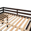 Low Study Full Loft Bed with Cabinet Shelves and Rolling Portable Desk Multiple Functions Bed- Espresso - Korvel