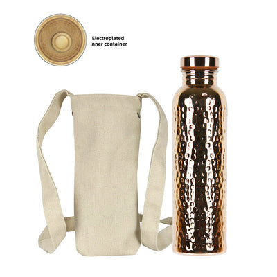 800ML Copper Hammer Pattern Water Bottle - Leakproof & Elegant