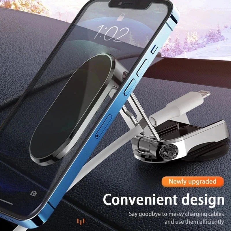 Premium Magnetic Car Phone Holder - Foldable Metal Stand