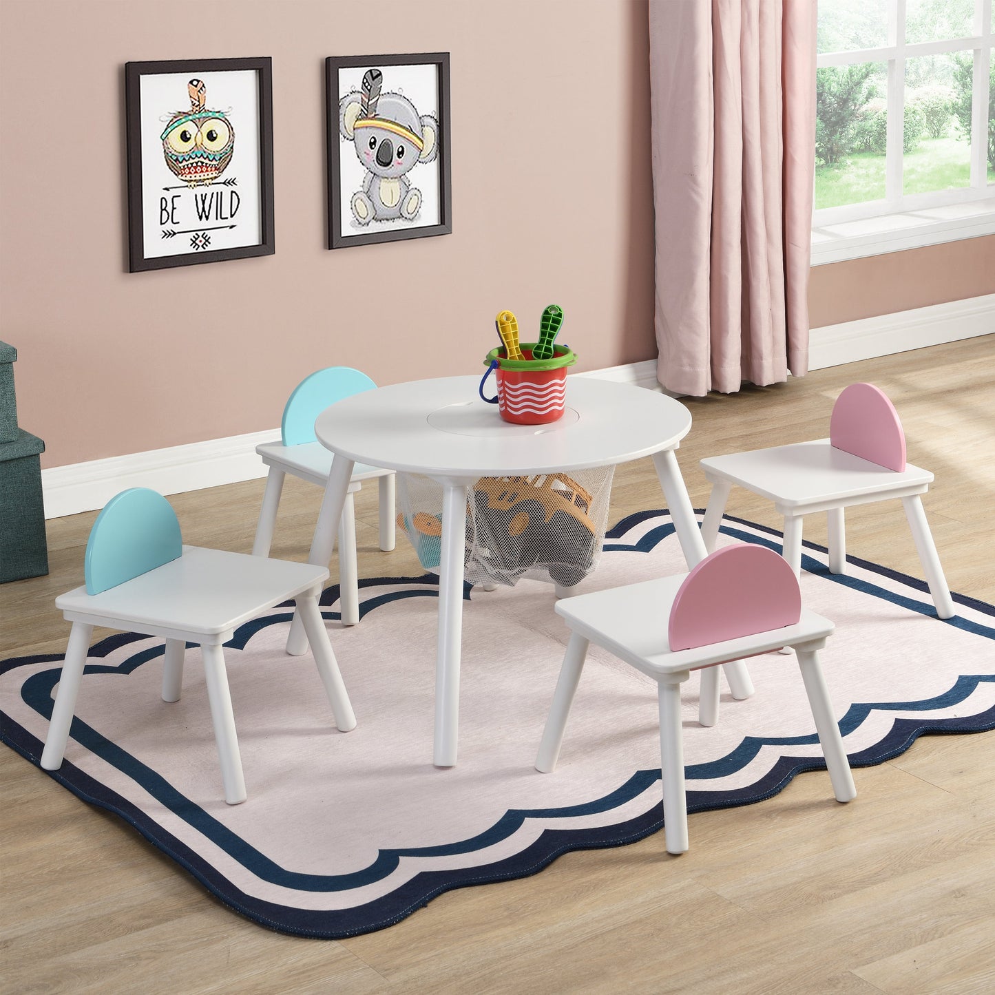 Children's panel table with 4 chairs - Korvel