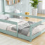 Twin Size Wood Bed with House-Shaped Headboard in Light Green