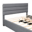 Queen Upholstered Platform Bed with Twin Size Trundle and Two Drawers Grey - Korvel
