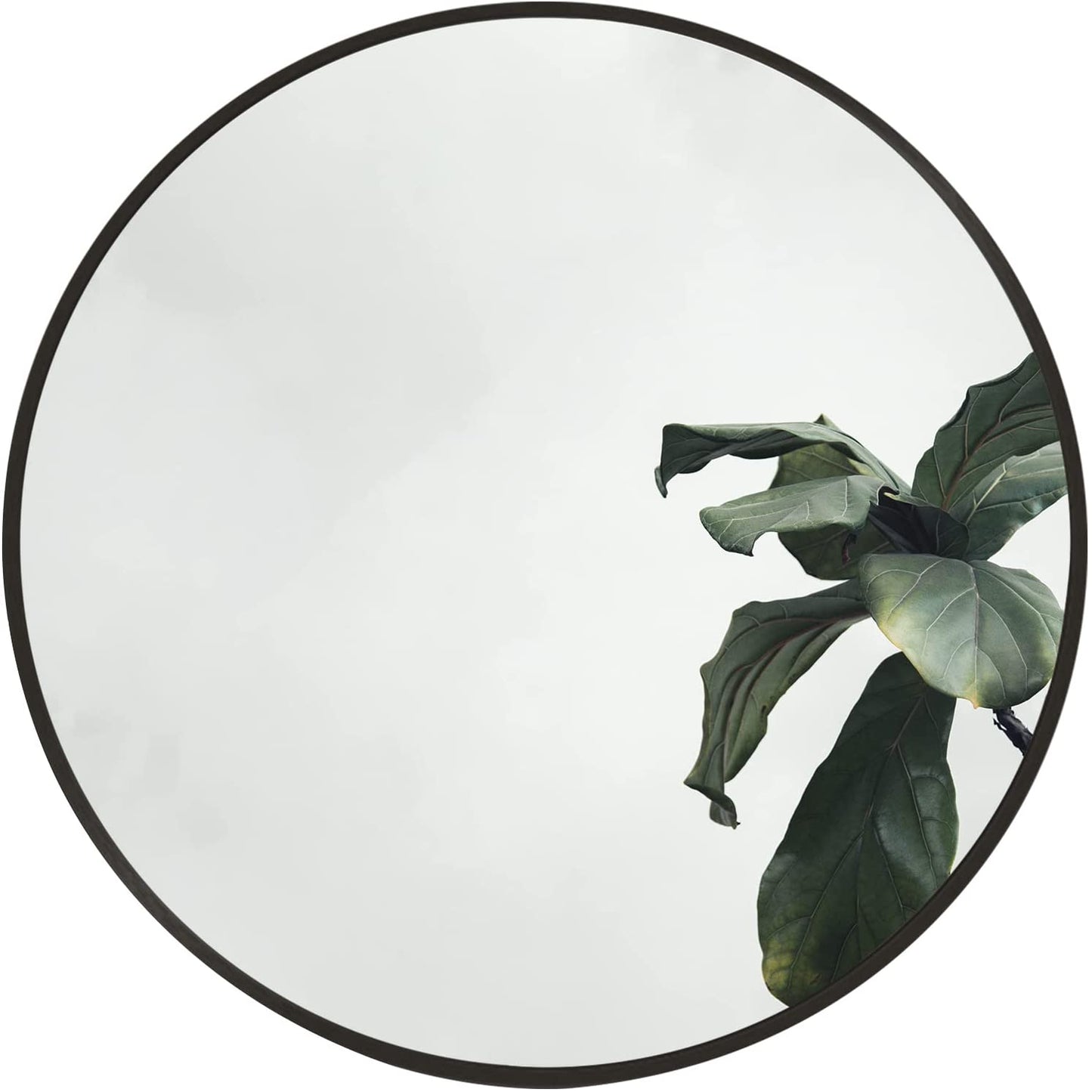 Black 16 Inch Metal Round Bathroom Mirror - Korvel