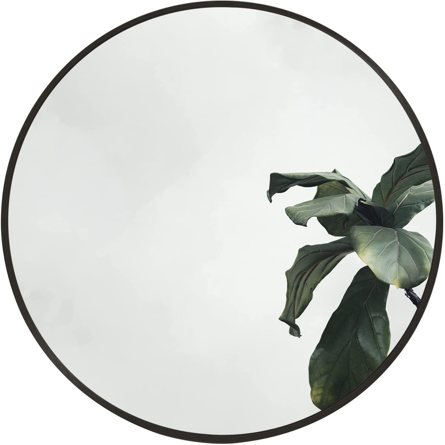 Black 16 Inch Metal Round Bathroom Mirror - Korvel