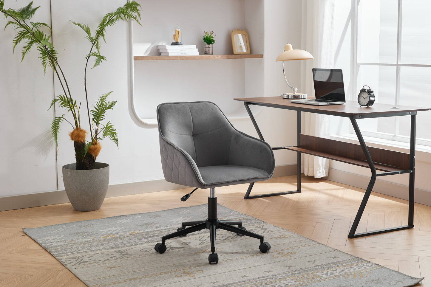 Velvet Office Desk Chair, Modern Home Desk Chair with Wheels , Vanity Chairs for Living Room, Bedroom,Study Room - Korvel