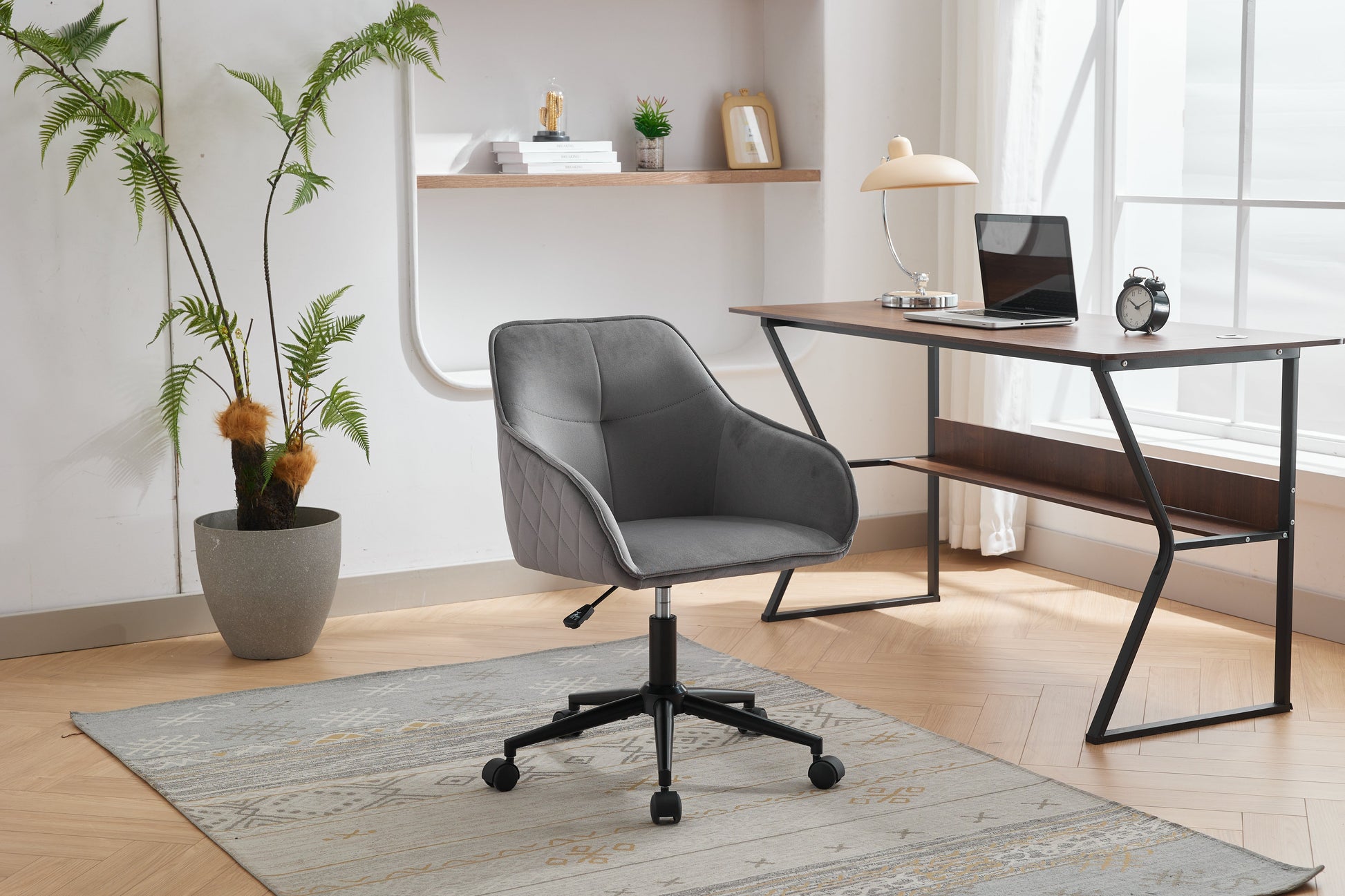 Velvet Office Desk Chair, Modern Home Desk Chair with Wheels , Vanity Chairs for Living Room, Bedroom,Study Room - Korvel