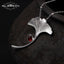 GLSEEVO Ginkgo Biloba Leaf Brooch - 925 Sterling Silver with Garnet